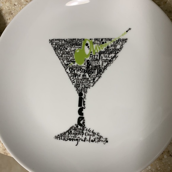 Crate and Barrel drink themed dessert plates. Set of 4. No chips or cracks. - Picture 2 of 5